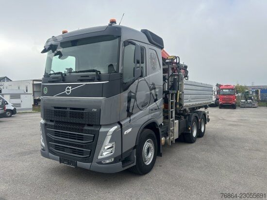 Driezijdige kipper VOLVO FH 500 6X4 3-SEITEN KIPPER KRAN  MFCT HAMA KIPPER, PALFINGER PK 22000 RETARDER