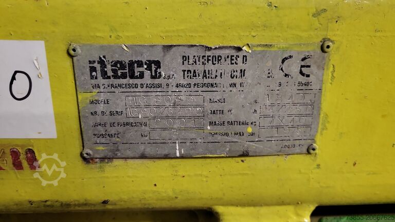 Mesa elevadora de tijera Iteco IG 8089 (for parts only)