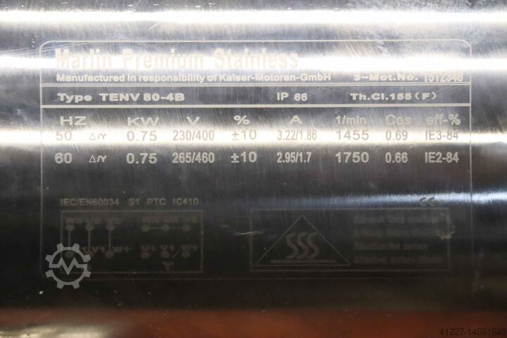 Motor de engrenagens 0,75 kW 33 rpm Aço inoxidável SEW-Eurodrive Marlin KEST37T TENV80-4B