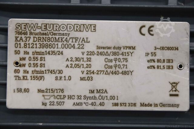 Motorreductor 0,55 kW 24 rpm SEW-Eurodrive KA37 DRN80M4/RS/TF/AL