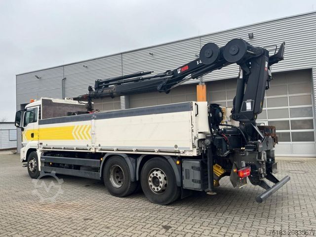 Flatbed truck MAN TG-S 26.420 6x2 BL Pritsche Heckkran 4xhydr,Hiab