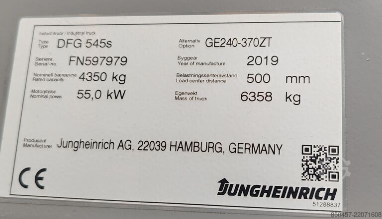 Carrelli elevatori diesel Jungheinrich DFG 545s