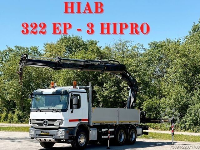 Jeřáb na nákladním automobilu MERCEDES-BENZ ACTROS 2641 * HIAB 322 EP-3 HIPRO+FUNK / 6x4