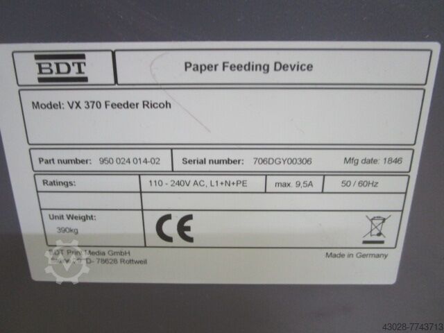 ALIMENTADOR LONGBOW BDT VX 370-790 FEEDER RICOH