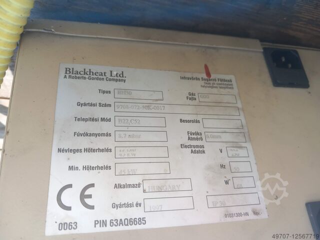 Stralingsbuisverwarming Halverwarming Blackheat BH50 45kw 12meter