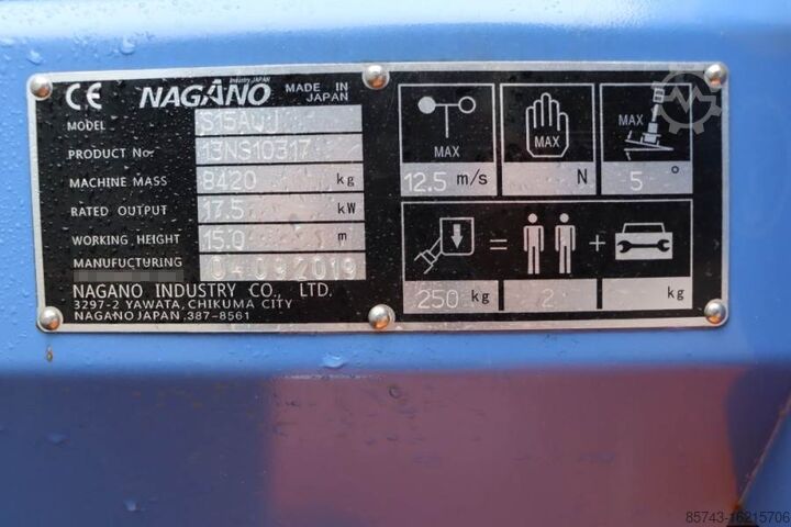 Plate-forme télescopique Nagano S15Auj Valid inspection, *Guarantee! Diesel, 15 m