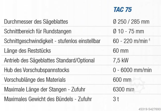 Hoog vermogen - automatische cirkelzaag ExactCut TAC 75
