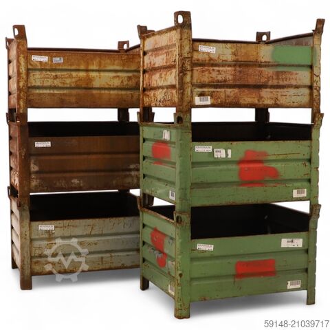 Použité stohovací boxy z oceli, pevná konstrukce, jedna stěna poloviční výšky, délka: 1035 mm, šířka Kruizinga 98-572GB