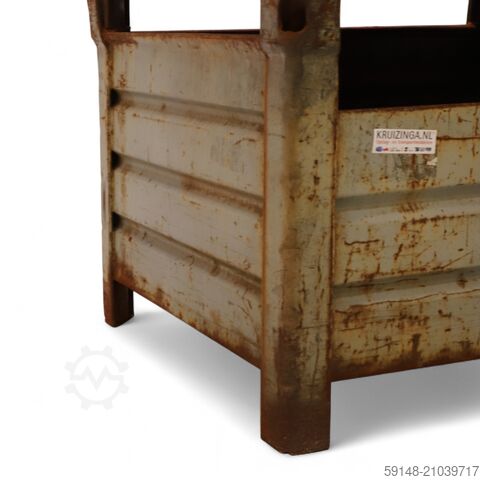 Použité stohovací boxy z oceli, pevná konstrukce, jedna stěna poloviční výšky, délka: 1035 mm, šířka Kruizinga 98-572GB