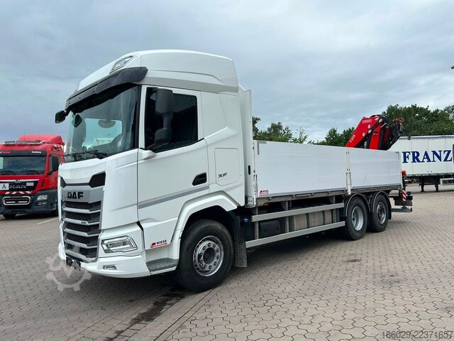 Vrachtauto met open laadbak DAF XF 480 Baustoffpritsche mit Fassi Ladekran F235