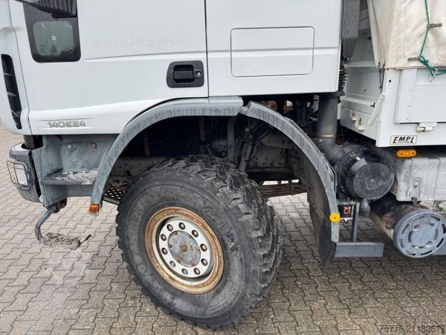 Plattewagen met zeil IVECO 140 E240  Eurocargo 4x4 Miltär Camper Expedition