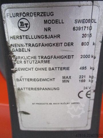 Hoogheffende palletwagen BT SWE 080L