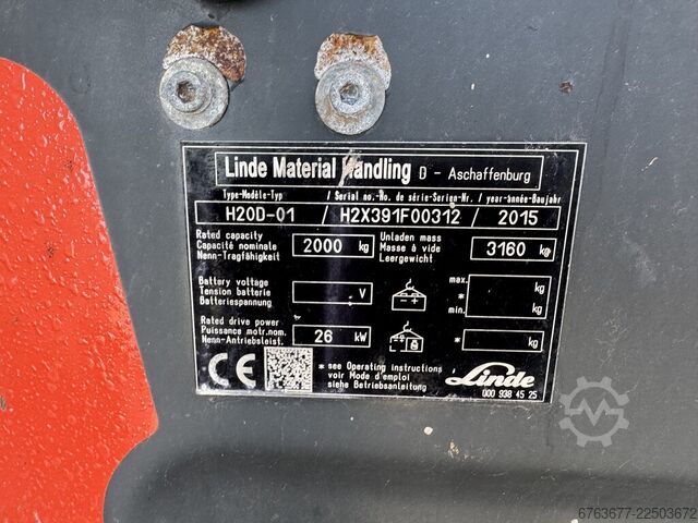 Linde H20D-01 Duplo 315 Sideshift  6105UUR VW Diesel 2015  Keuring 7-2027 LINDE H20D-01 Duplo 315 Sideshift  6105UUR VW Diesel 2015  Keuring 7-2027