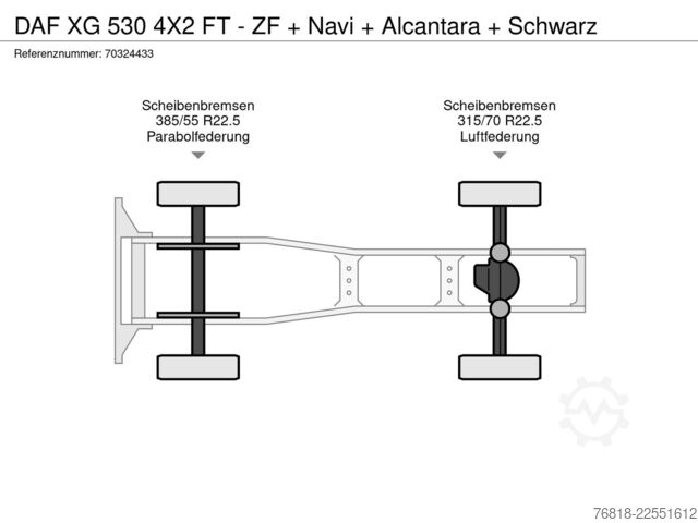 Τυπική μονάδα τράκτορα DAF XG 530 4X2 FT - ZF + Navi + Alcantara + Schwarz