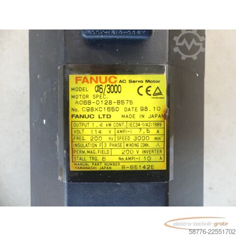 Besturingsunit Fanuc A06B-0128-B575 AC Servo Motor SN: C98XC1650