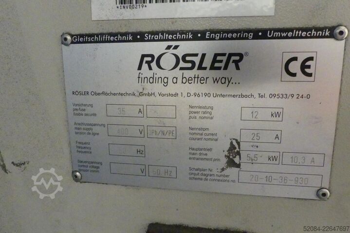 RÖSLER folyamatos szemcseszóró berendezés Rösler RMBC 1.1