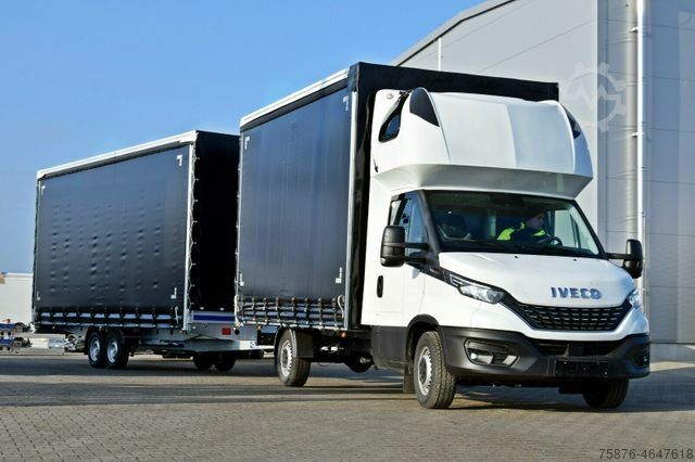 Camion bâché IVECO Daily Speditionszug mit Anhänger Planenaufbau
