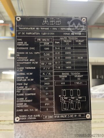 Cast epoxy resin transformer ABB DTE 1250/24