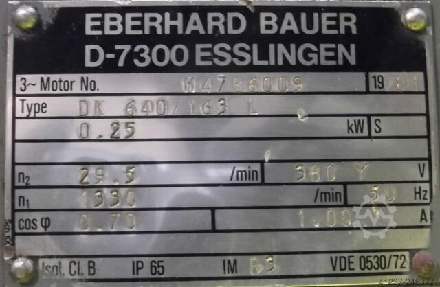 Tandwielmotor 0,25 kW 29,5 tpm BAUER DK640/163L