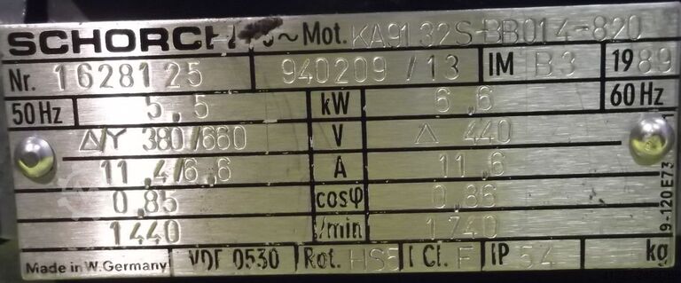 Motor elétrico 5,5 kW 1440 rpm Schorch KA9132S-BB014-820