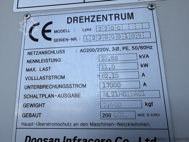 CNC-drejebænk DAEWOO Lynx 220 G