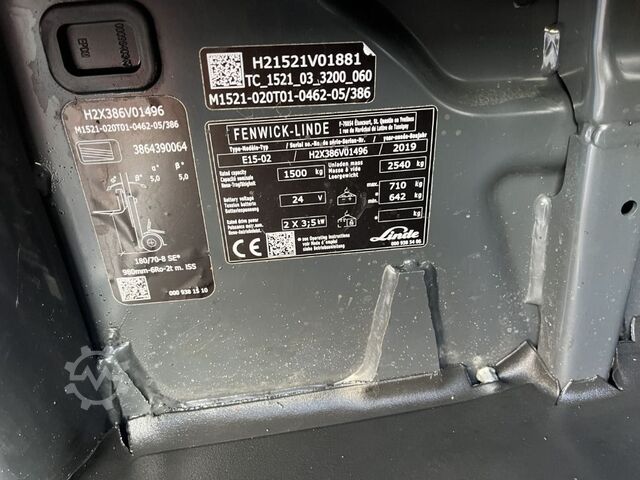 Elektrisk 3 -hjulet gaffeltruck Linde E 15-02