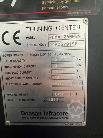  DOOSAN Puma 2600SY