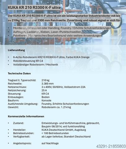 Robot industrial KUKA KR210 R3300 K-Foundry ultra