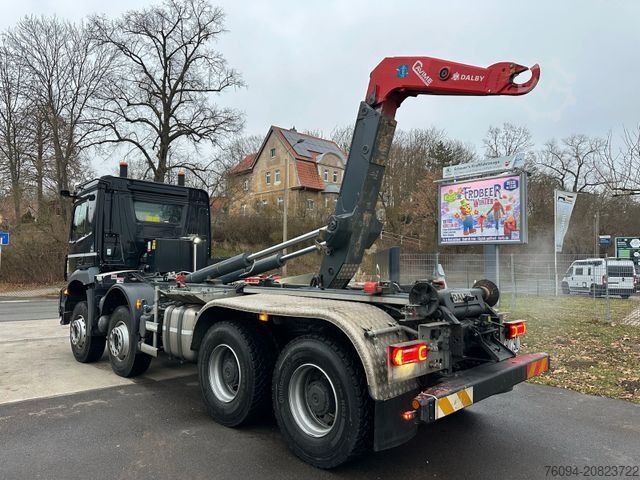 Roll-off tipper truck MERCEDES-BENZ Arocs 3243 8x4 Abrollkipper Schub/Knickhaken AHK