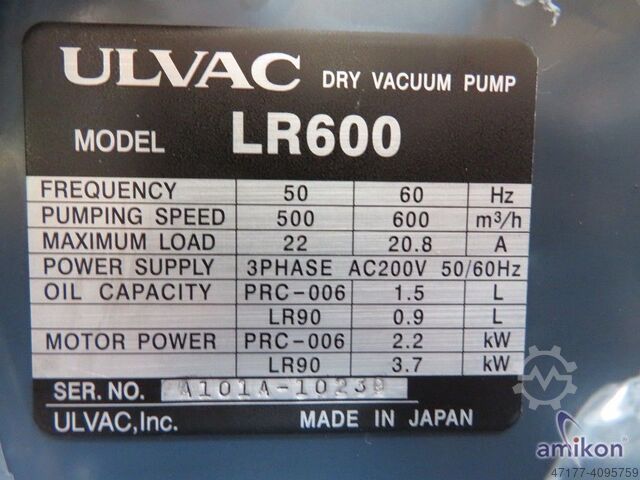 Droge vacuüm pomp ULVAC Model LR600