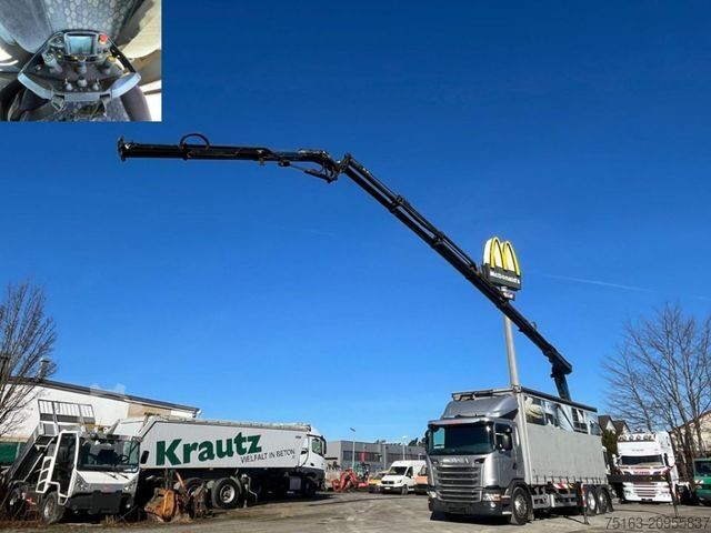 Flatbed truck SCANIA G 410 6x2 Pritsche Heckkran Palfinger PK 27002