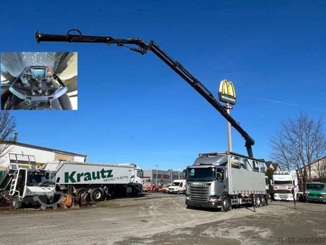 Flatbed truck SCANIA G 410 6x2 Pritsche Heckkran Palfinger PK 27002