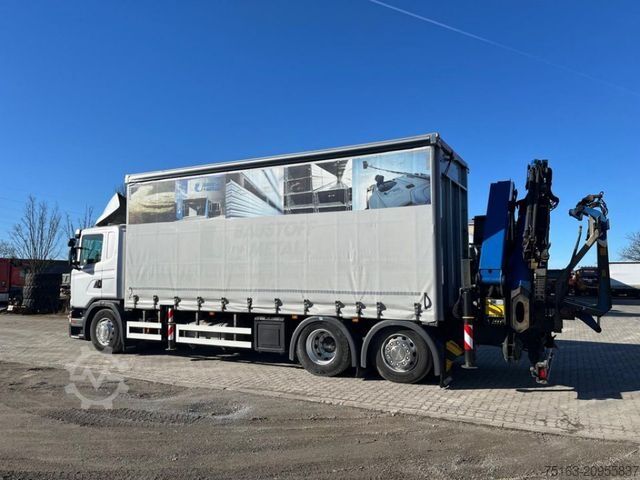 Flatbed truck SCANIA G 410 6x2 Pritsche Heckkran Palfinger PK 27002