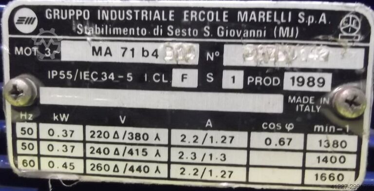 Regelbarer Getriebemotor 0,37 kW 190-1000 U/min MOTOVARIO** TKF/5