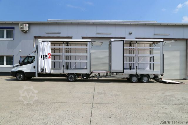 Camion bâché IVECO Daily Durchladezug mit Anhänger Planenaufbau