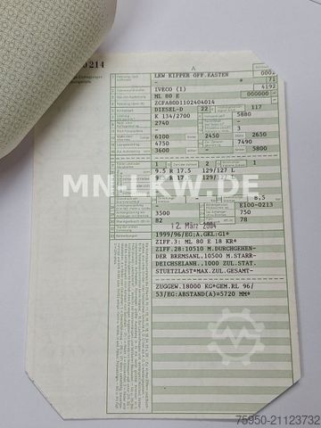 Trevägs tippbil IVECO 80E18 6 ZYLINDER TECTOR MEILLER KIPPER EUROCARGO