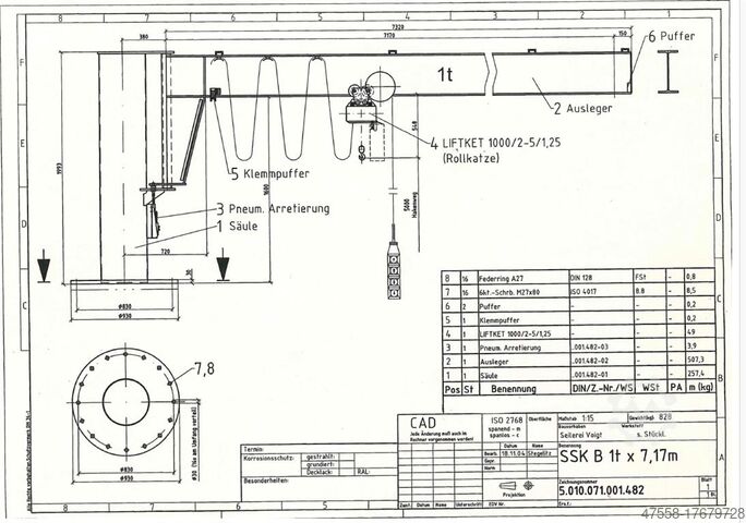 Kolomzwenkkraan VOIGT Liftket Star ,25 SSK 1t x 7,17