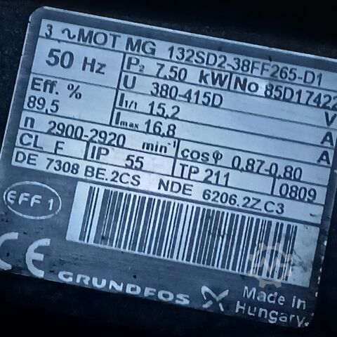 Feed pump  Pump Grundfos MG132SD2