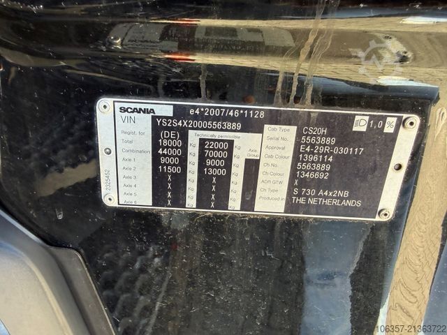 Τυπική μονάδα τράκτορα SCANIA S730 Retarder Hydraulik Vollluftgefedert Euro6D