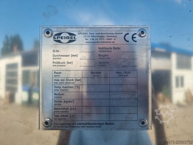 1233L pressure vessel with double jacket Speidel 