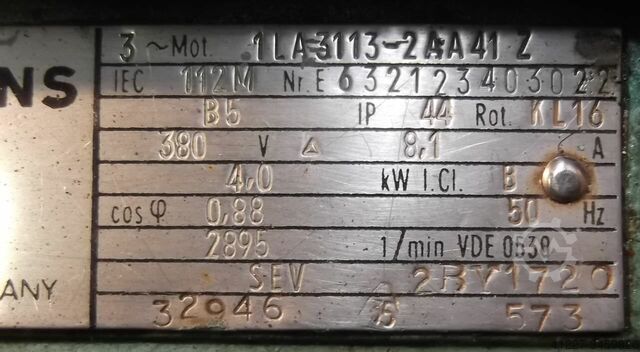 Elektromotor 4 kW 2895 Rpm Siemens 1LA3113-2AA41Z