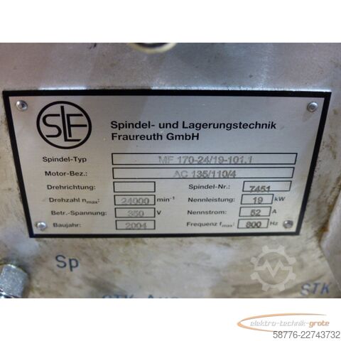 Componente  SLF Fraureuth MF 170-24/19-101.1 Motorspindel für das Innenschleifen