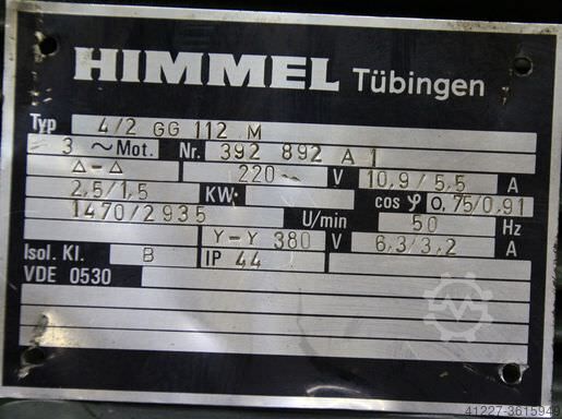 Moteur électrique 1,5/2,5 kW 1470/2935 tr/min Himmel 4/2 GG112M