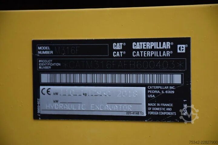 Mobiele graafmachine Caterpillar M316F - mobile excavator - Tilrotator Engcon