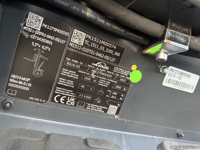 Chariot élévateur électrique à 3 roues Linde E16-02