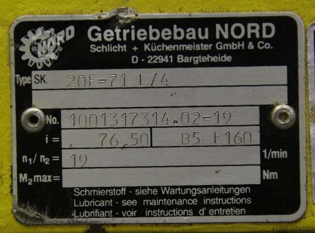 Gear motor 0.37 kW 19 rpm Nord 20F-71L/4
