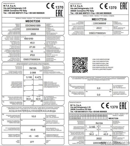 Split- Klimaanlage, Kältemaschine Kühlanlagen, MTA S.p.A. OCEAN Tech OCTME 230 – 66 kW
