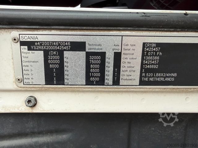 Sklápěcí vůz SCANIA R520 8x2/4 Euro 6 Tipper / Kipper /  EcoTop