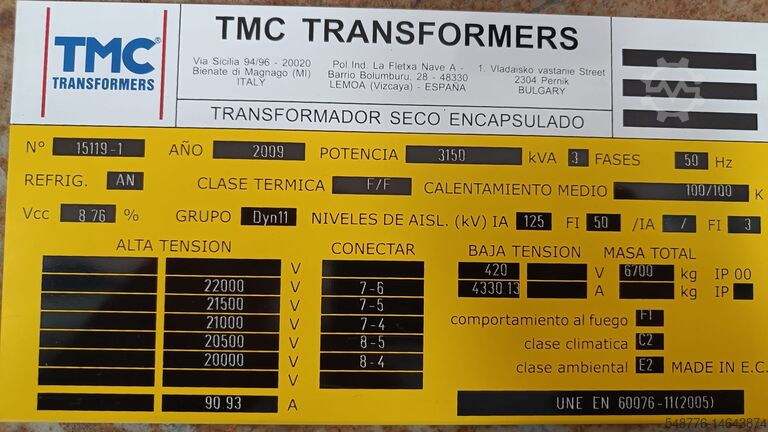 Transformator TMC TRANSFORMADOR SECO ENCAPSULADO