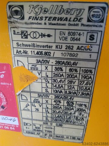 WIG Schweißgerät KJELLBERG KU 262 AC/DC